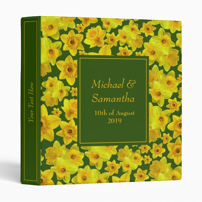 Yellow Spring Daffodil - Wedding 3 Ring Binder (Front/Spine)