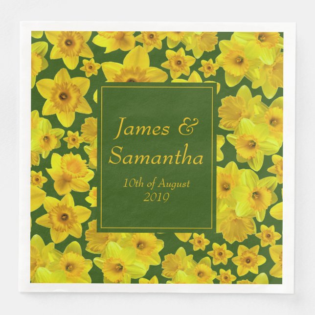 Yellow Spring Daffodil - Wedding Paper Dinner Napkins (Front)