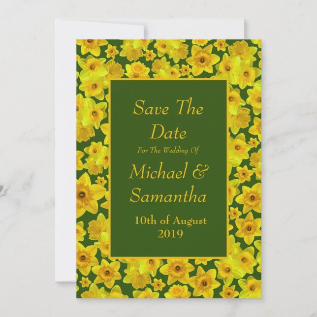 Yellow Spring Daffodil - Wedding Save The Date Invitation (Front)