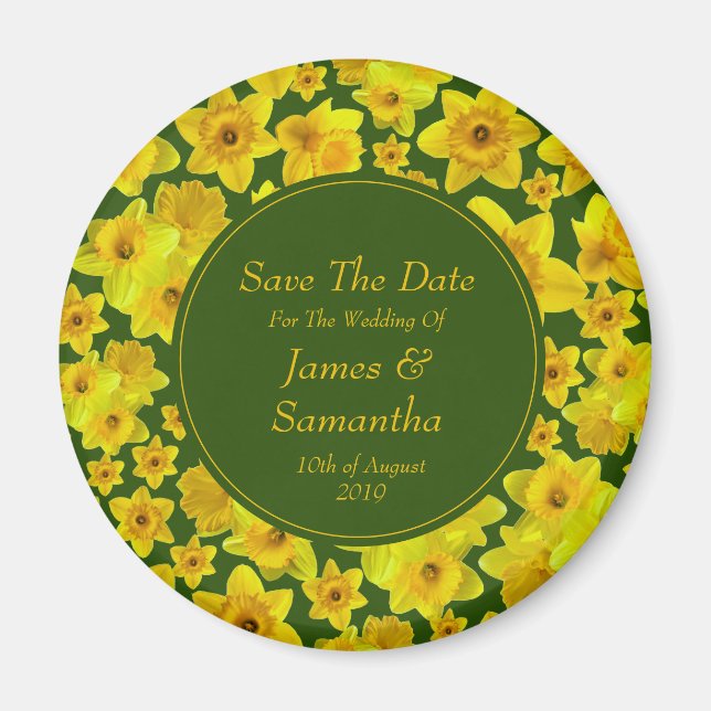 Yellow Spring Daffodil - Wedding Save The Date Magnet (Front)