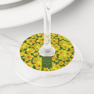 Yellow Spring Daffodil - Wedding Wine Glass Tag