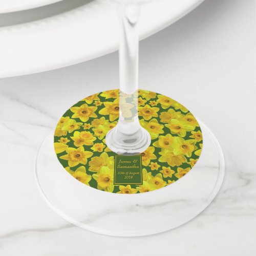 Yellow Spring Daffodil _ Wedding Wine Glass Tag