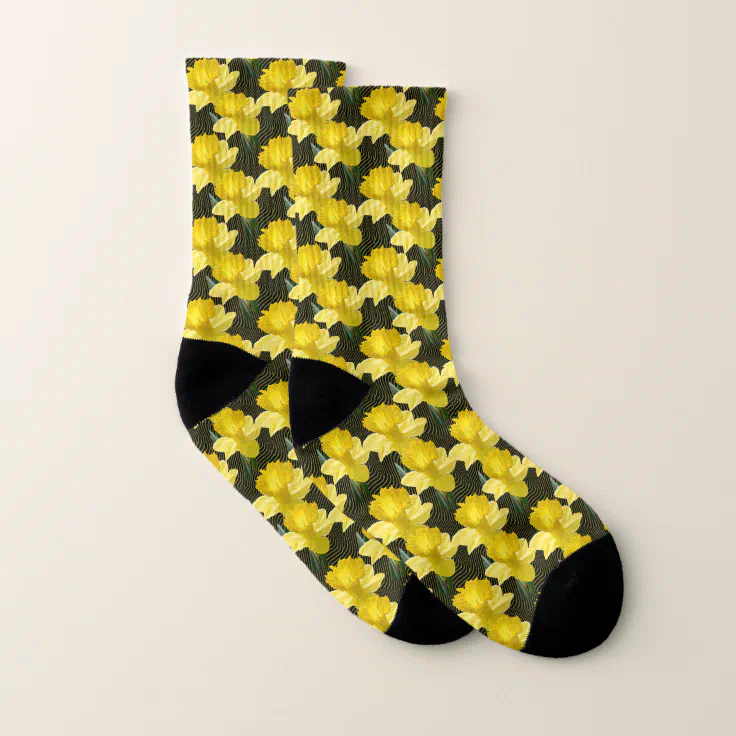 Yellow Spring Daffodila Floral Photography Pattern Socks | Zazzle