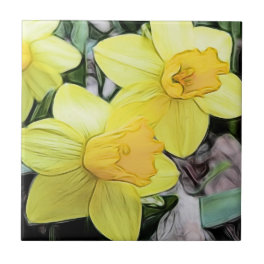 Yellow Spring Daffodils Ceramic Tile