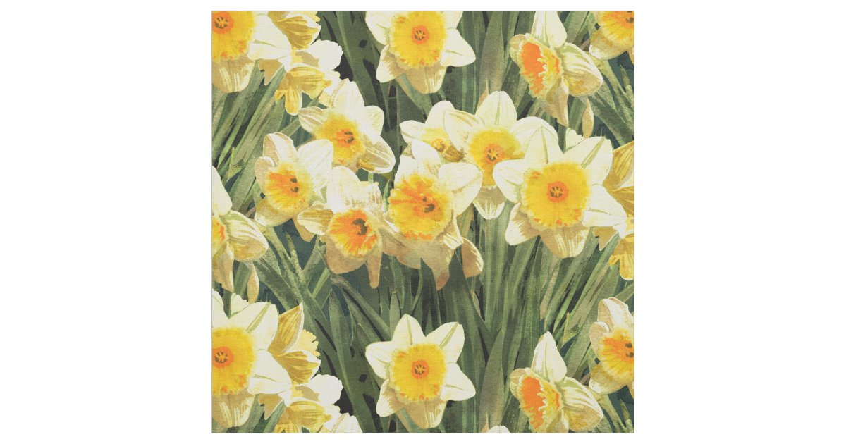 Yellow Spring Daffodils Fabric | Zazzle