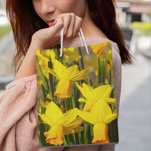 Yellow Spring Daffodils Floral Medium Gift Bag