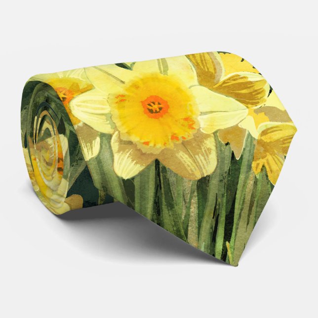 Yellow Spring Daffodils Neck Tie (Rolled)