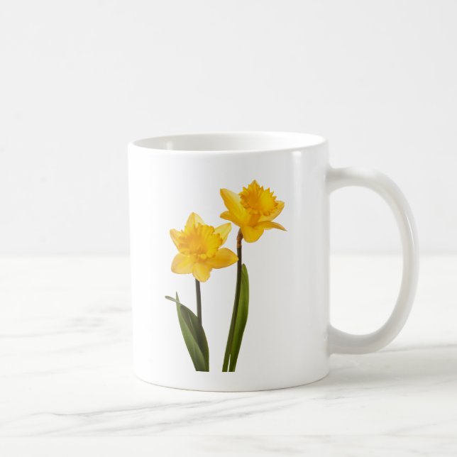Yellow Spring Daffodils on White Coffee Mug (Right)