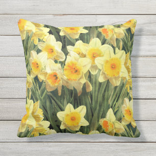Yellow Spring Daffodils Outdoor Pillow