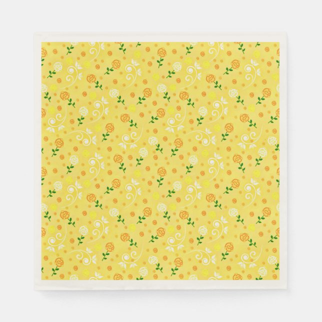 Yellow spring floral napkins (Front)