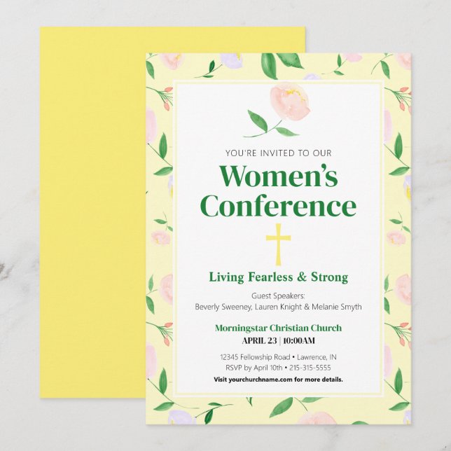 Yellow Spring Floral Women's Conference Invitation (Front/Back)