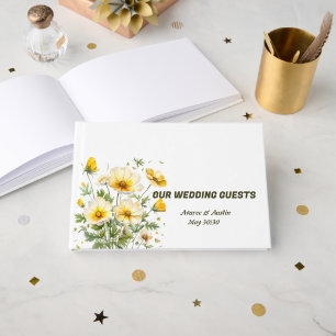 Yellow Spring Flowers Wedding Guest Book