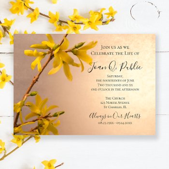 Yellow Spring Forsythia Flower Celebration Of Life Invitation by loraseverson at Zazzle