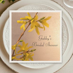 Yellow Spring Forsythia Flowers Bridal Shower Paper Napkins