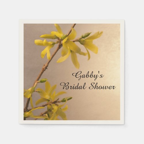 Yellow Spring Forsythia Flowers Bridal Shower Paper Napkins