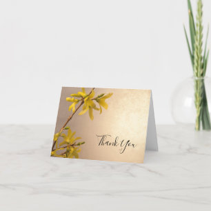 Yellow Spring Forsythia Flowers Funeral Sympathy Letterpress Thank You Card