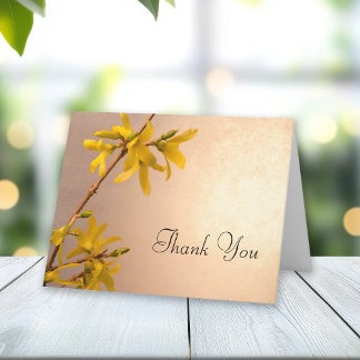 Yellow Spring Forsythia Flowers Thank You Note Card