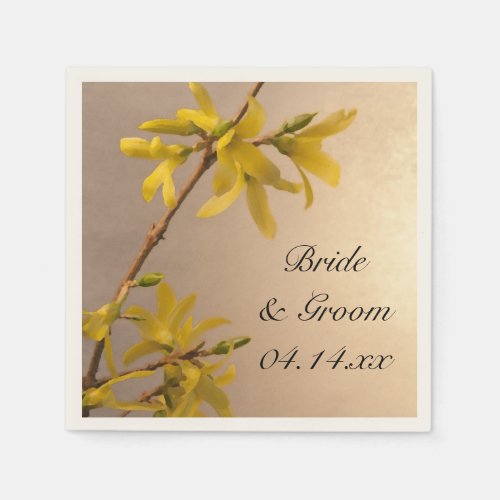 Yellow Spring Forsythia Flowers Wedding Napkins