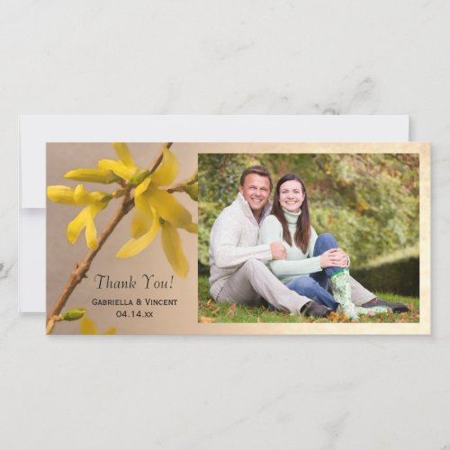 Yellow Spring Forsythia Flowers Wedding Thank You