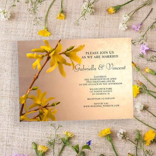 Yellow Spring Forsythia Wedding Invitation