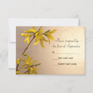 Yellow Spring Forsythia Wedding RSVP Response Card