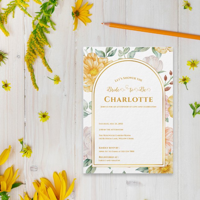 Yellow Spring Garden Floral Arch Bridal Shower Invitation (Yellow Spring Garden Floral Arch Bridal Shower Invitation)