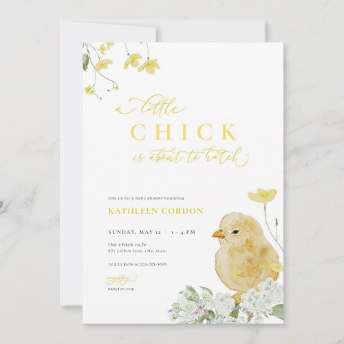 Yellow Spring Little Chick Baby Shower Invitation