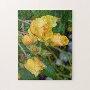 Yellow spring roses floral print puzzle