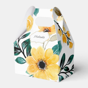Yellow spring summer floral pattern  favor boxes