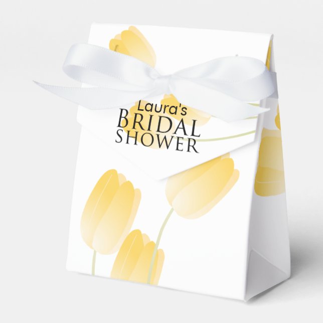 Yellow Spring Tulips Floral Bridal Shower Favor Boxes (Front Side)