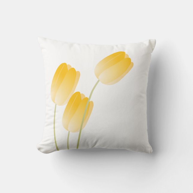 Yellow Spring Tulips Floral Throw Pillow (Front)