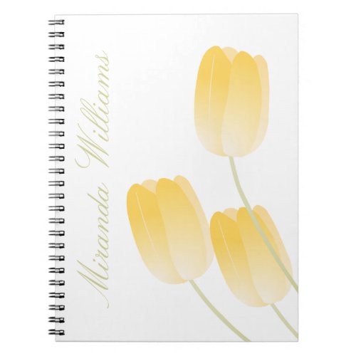Yellow Spring Tulips Floral with Custom Name Notebook