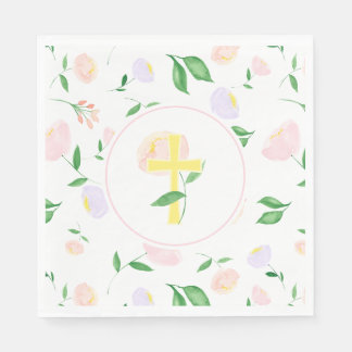Yellow Spring Watercolor Floral Cross Napkins