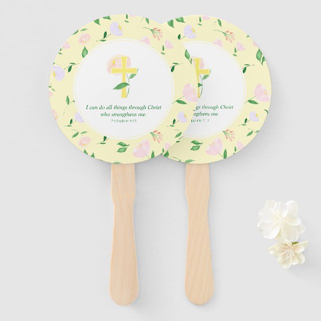 Yellow Spring Watercolor Floral  Hand Fan (Front and Back)