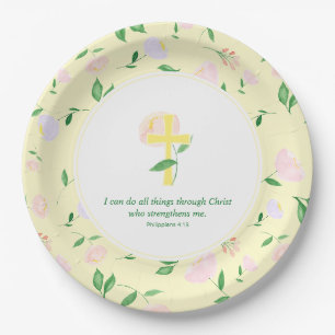 Yellow Spring Watercolor Floral  Paper Plates
