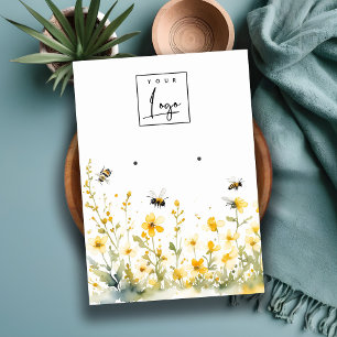 Yellow Spring Wildflower Bee Earring Logo Display Business Card