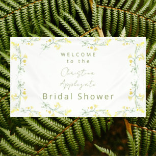 Yellow Spring Wildflowers White Bridal Shower Banner