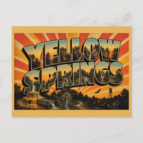 Yellow Springs Ohio Iron Spring Woodland Art Postcard