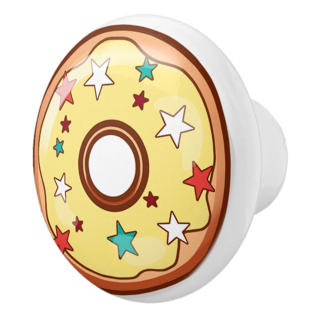 Yellow Sprinkled  Donut with Sprinkles Ceramic Knob (Right)