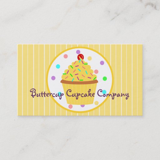 Customizable Yellow Sprinkles Cupcake Baker or Party Planner Business Card Template