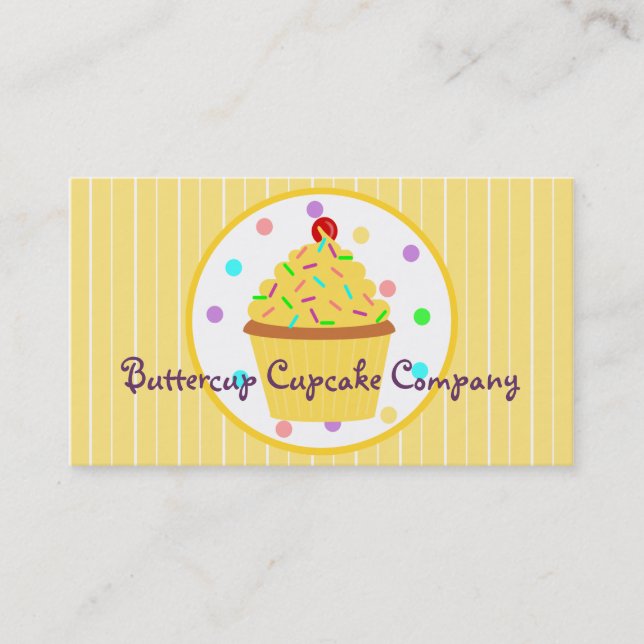 Yellow Sprinkles Cupcake Baker or Party Planner Business Card (Front)