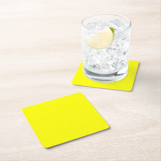 Yellow Square Paper Coaster (Insitu)
