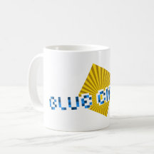 Yellow Square with Beams and Opposite Pixel Text C