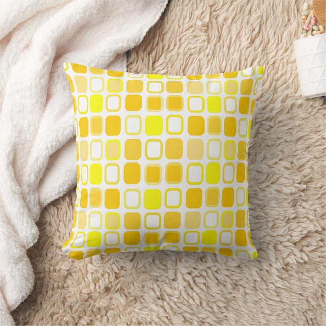 Yellow Squares Design Throw Pillow (Blanket)