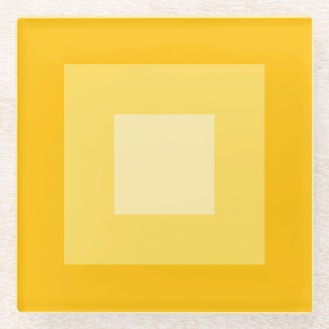Yellow Squares Geometric Pattern Glass Coaster (Front)