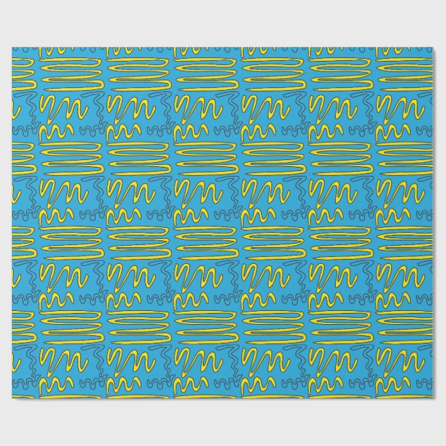 Yellow Squiggles Wrapping Paper (Flat)