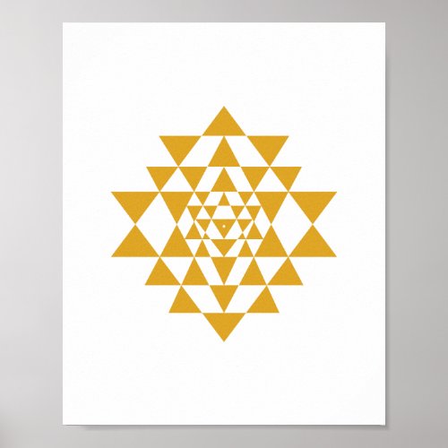 Yellow Sri Yantra Sacred Geometry Wall Art Poster