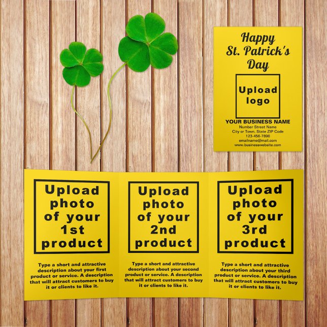 Yellow St. Patrick's Day Business Trifold Card (Yellow St. Patrick's Day business trifold card)