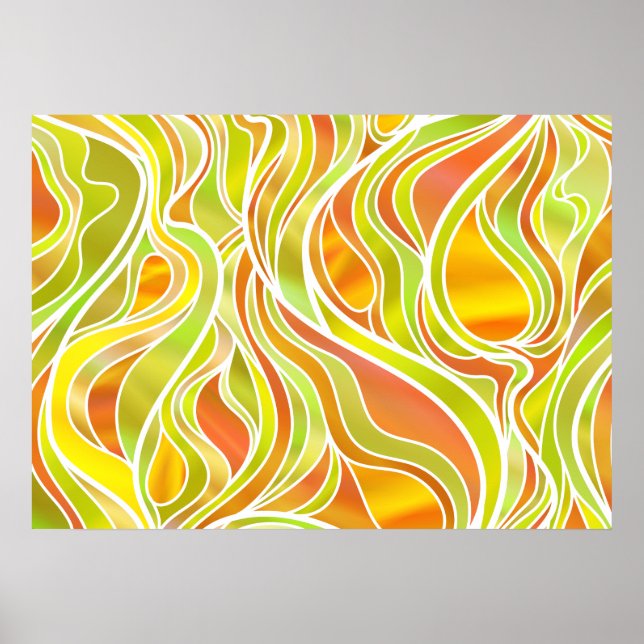 Yellow Stained Glass Abstract Poster (Front)