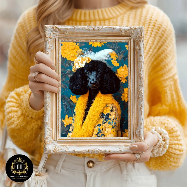 Yellow Standard Black Poodle Portrait Decoupage  Tissue Paper (Creator Uploaded)
